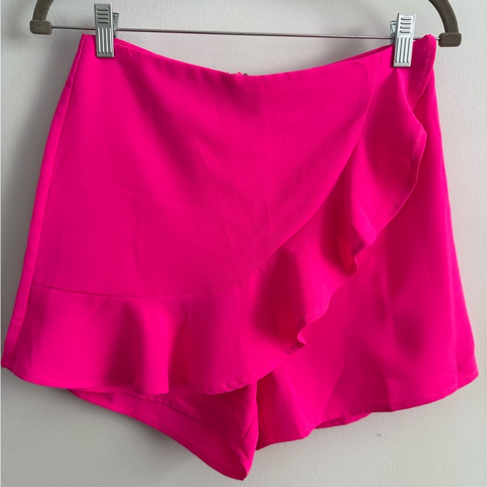 Glam Pink Skort with Ruffle Detail